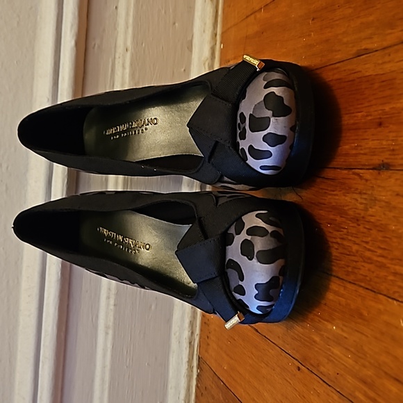 Christian Siriano for Payless black & gray leopard satin platform pumps size 8 - Picture 6 of 16
